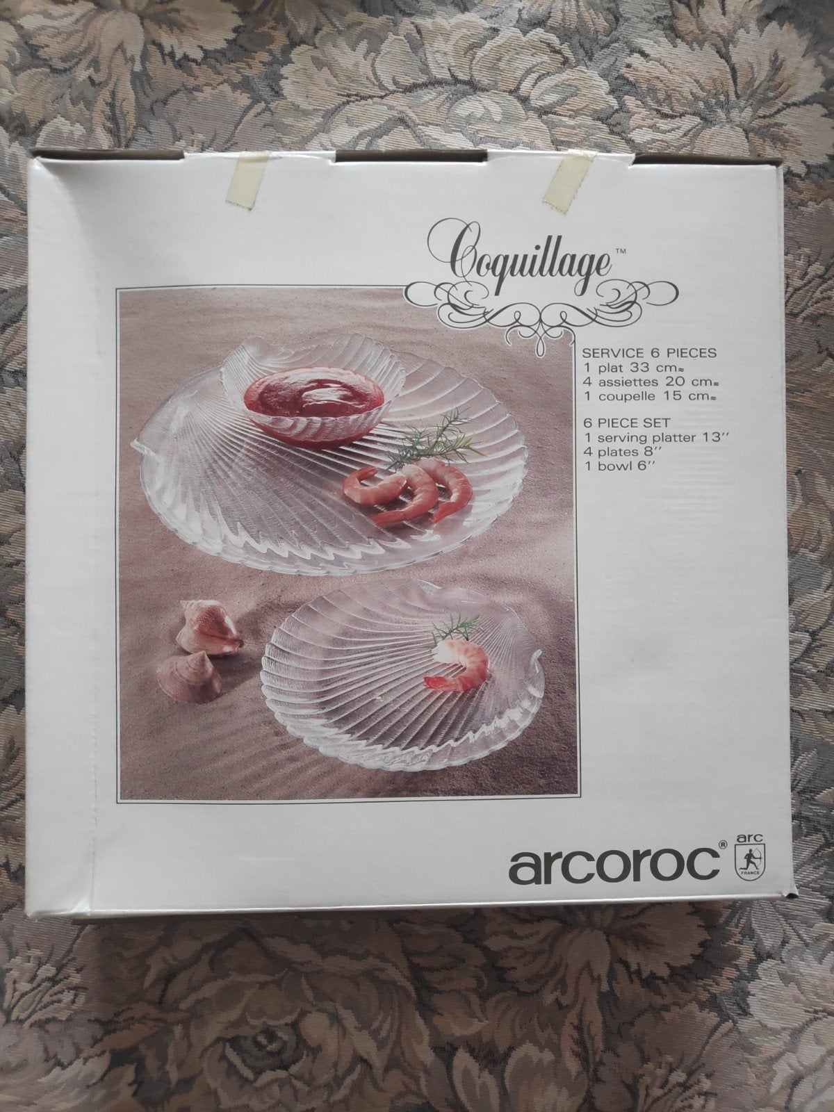 Service "Coquillage" de 6 pièces, en verre, Maison & Meubles, Cuisine | Vaisselle, Neuf, Service complet, Vintage, Verre