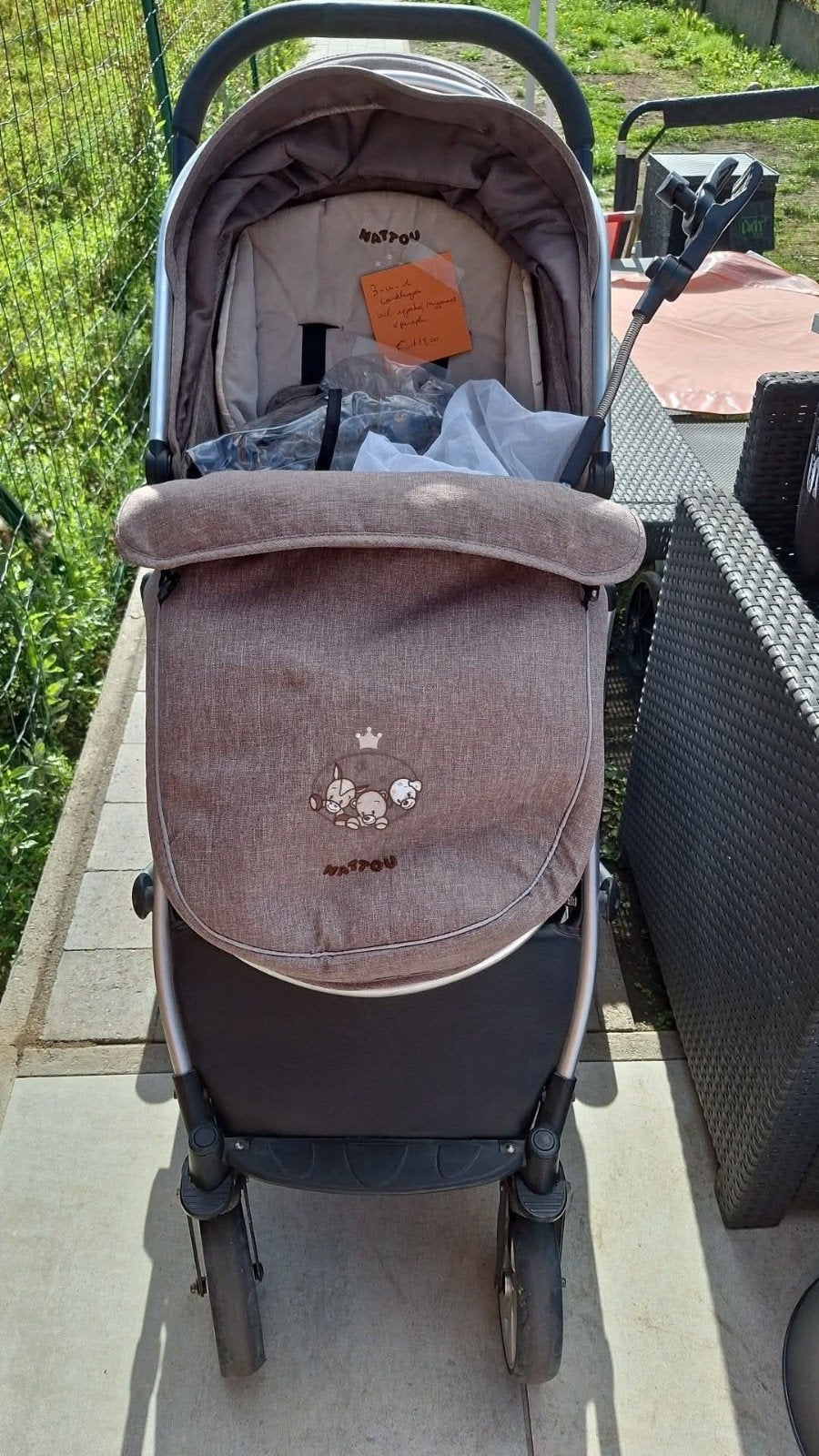 Wandelwagen 3-in-1 Nattou, Kinderen en Baby's, Zo goed als nieuw, Combiwagen, Met autostoeltje, Ophalen