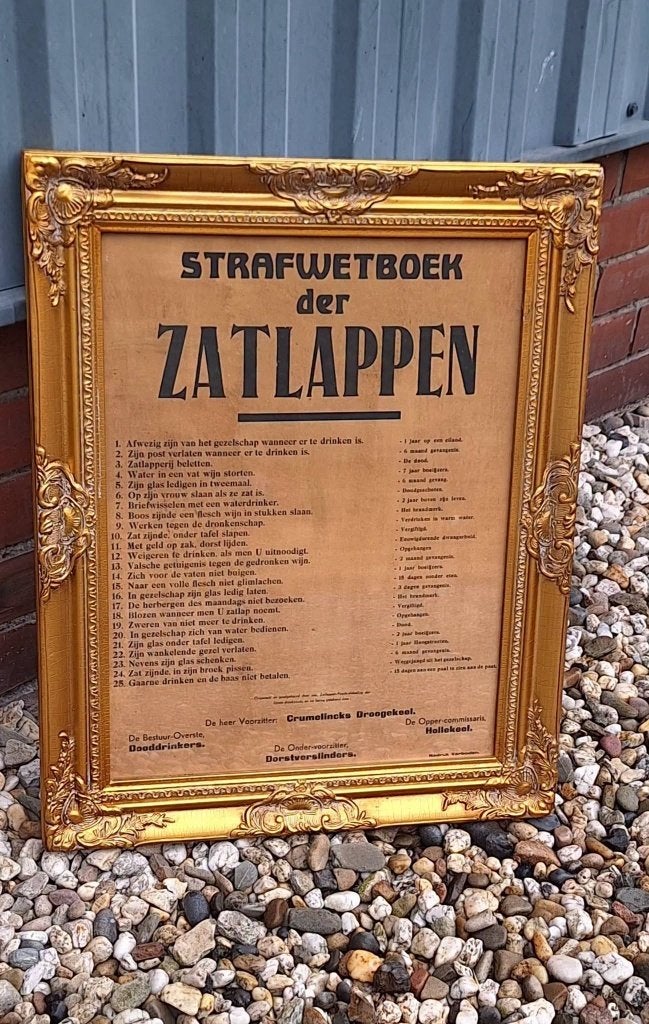 Groot kader, XXL grote lijst Strafwetboek der zatlappen🍺, Verzamelen, Ophalen, Gebruikt, Reclamebord