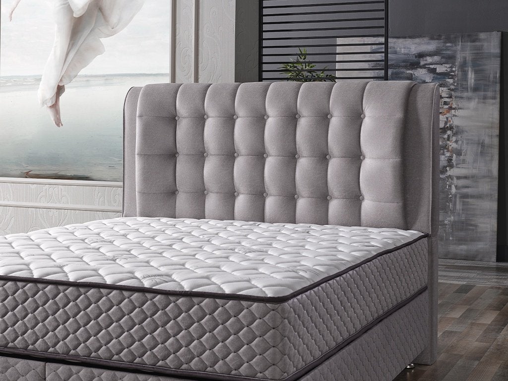 Lit coffre + matelas - 899 euros, Neuf, Enlèvement ou Envoi, Crème, 200 cm