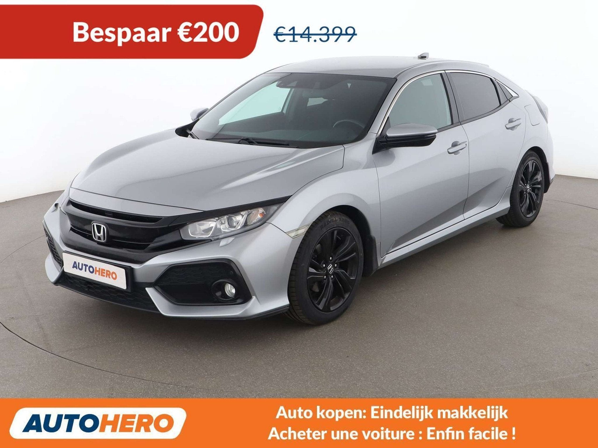 Honda Civic 1.0 VTEC Elegance (année de construction 2017), Autos, 144 g/km, Argent ou Gris, Achat, https://public.car-pass.be/vhr/61f8d33f-abb9-4ed1-aa77-56bf7c2a7566