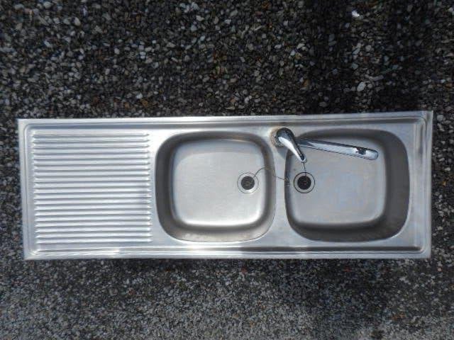 dubbele inox spoelbak, Ophalen, Gebruikt, 100 tot 150 cm, Minder dan 100 cm