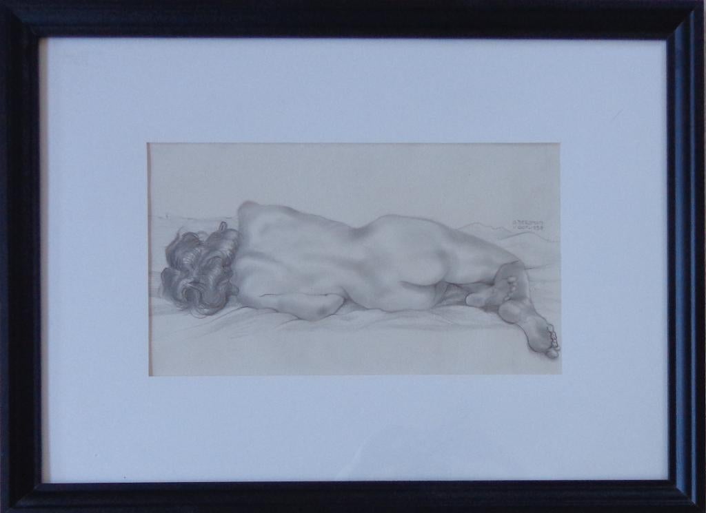 G. BERGMAN / RUGGELINGS NAAKT / ORIGINEEL / 57x77cm / KADER, Enlèvement