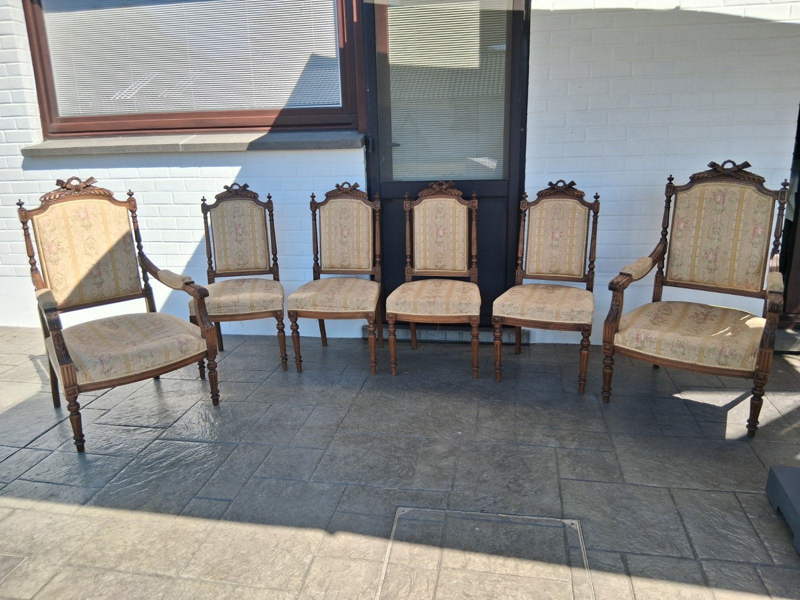 4 chaises et 2 fauteuils style Louis XVI, Antiquités & Art, Enlèvement