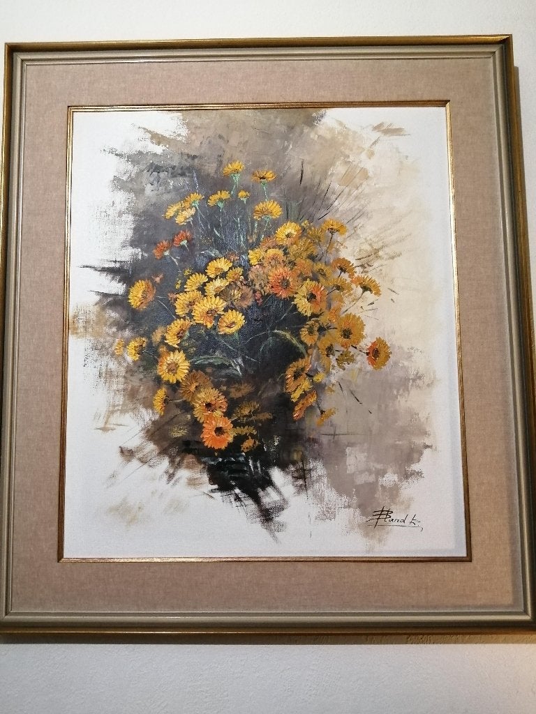 prachtig bloemenschilderij , jaren 50, Ophalen, Schilderij, Meerkleurig, Zo goed als nieuw