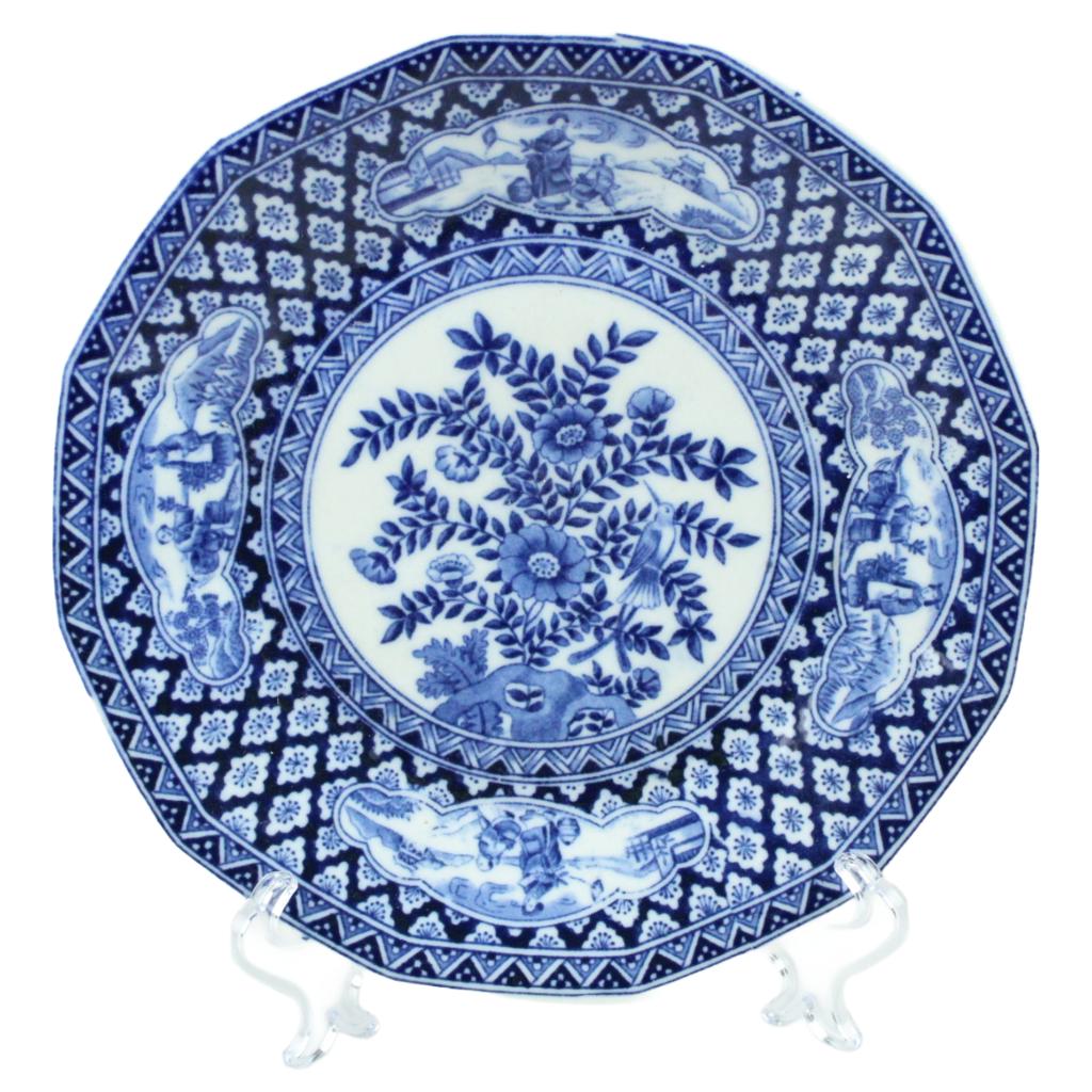 Antiek blauw-wit porseleinen bord – ca. 1880-1920, Enlèvement ou Envoi