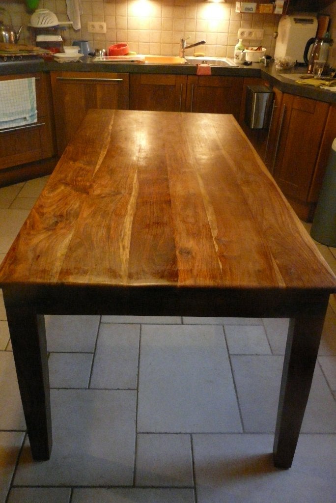 Table + 6 chaises bois exotique TBE+ ., 150 à 200 cm, Cinq personnes ou plus, Enlèvement, Utilisé