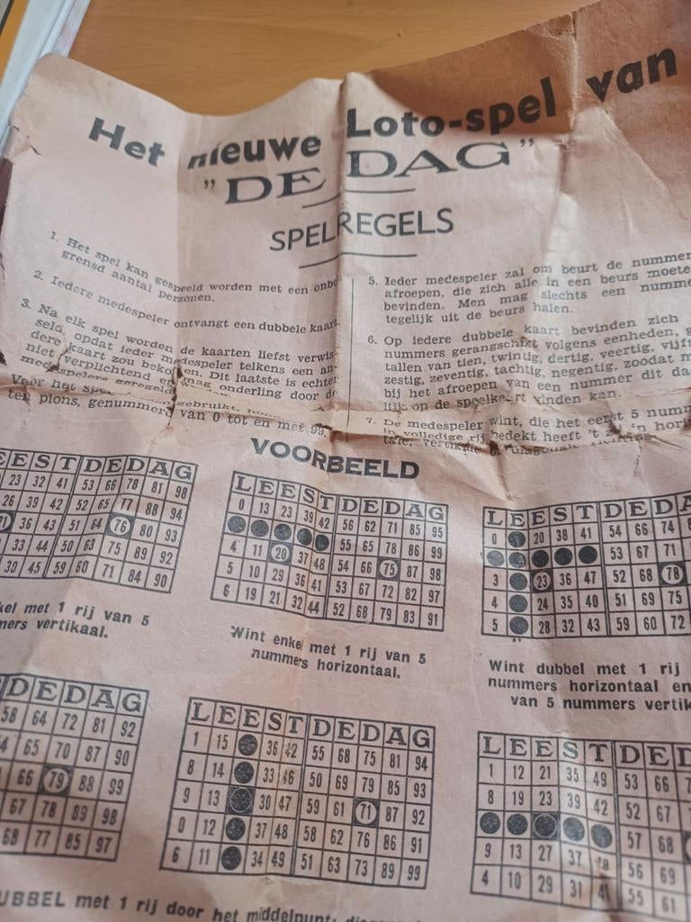 Heel oud lotto/bingo spelletje., Enlèvement ou Envoi