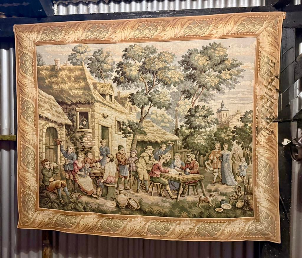 Frans wandtapijt - Gobelin - Aubusson-stijl – 170 x 150 cm, Antiek en Kunst, Ophalen of Verzenden