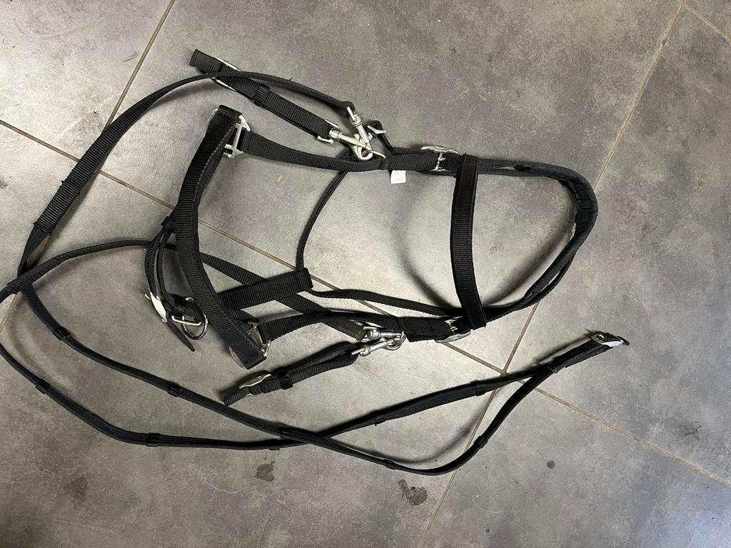 Nylon hoofdstel zwart + teugel, Dieren en Toebehoren, Ophalen, Nieuw
