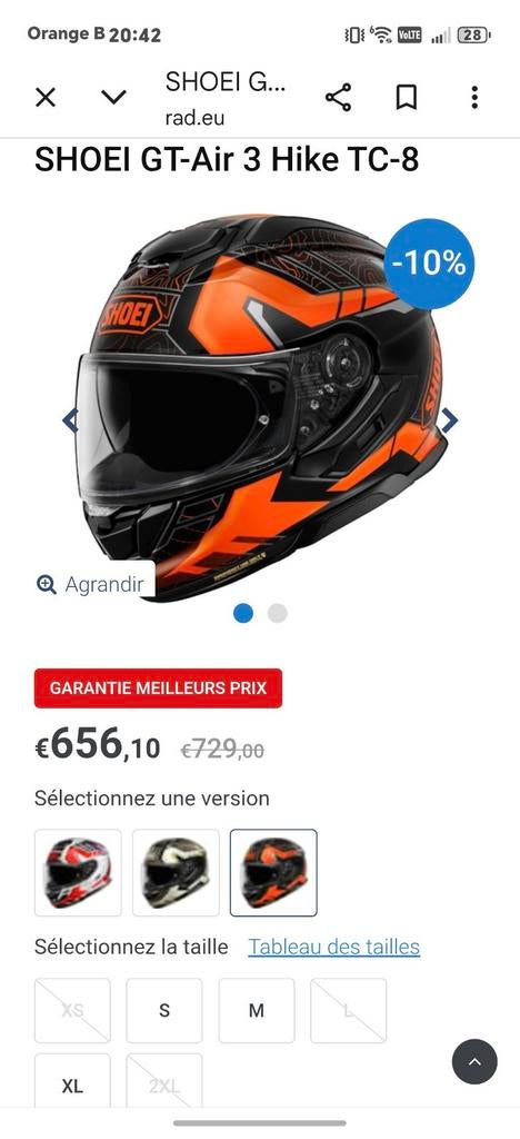 Casque shoei gt air 3 et intercome sena, Motoren, Ophalen, M, Shoei