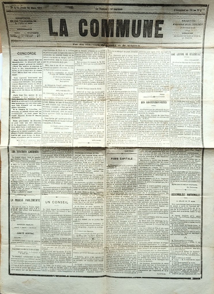 LA COMMUNE journal 1871 !!, Enlèvement ou Envoi