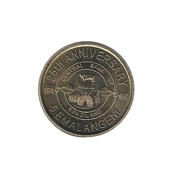 Swaziland, 5 Emalangeni 1999, 25th Ann. Central Bank., Timbres & Monnaies, Monnaies | Afrique, Enlèvement ou Envoi, Autres pays