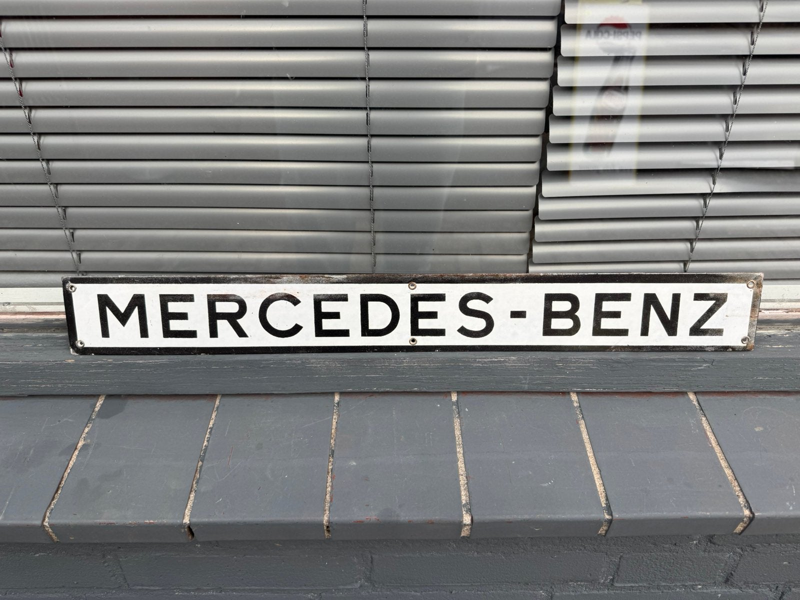 Mercedes Benz emaille reclamebord, Reclamebord, Gebruikt, ., Ophalen of Verzenden