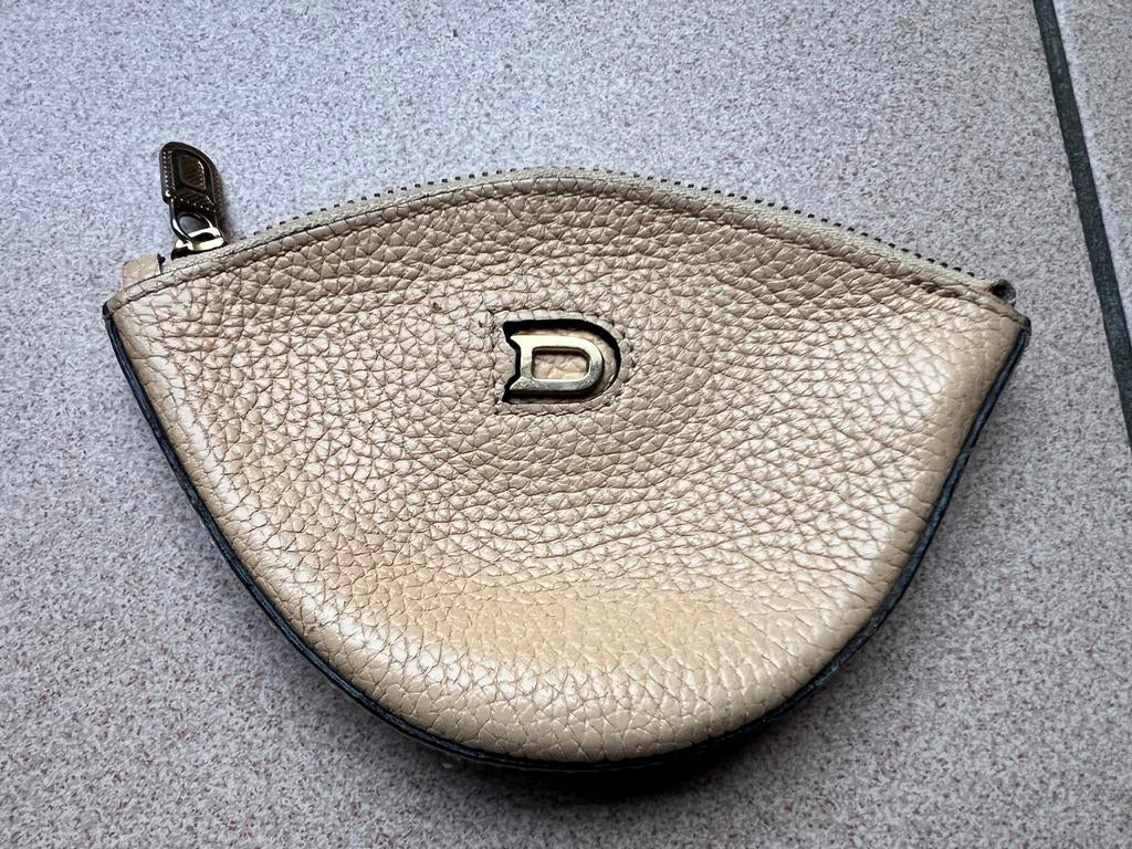 DELVAUX KLEINE BEIGE LEREN PORTEMONNEE - TBE, Ophalen of Verzenden, Zo goed als nieuw, Beige, Leder