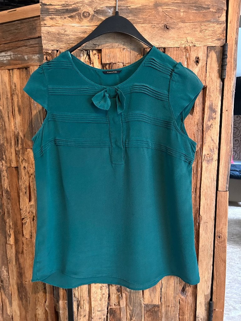 Massimo Dutti - groen bloesje - maat 42, Vêtements | Femmes, Taille 42/44 (L), Manches courtes, Comme neuf, Vert
