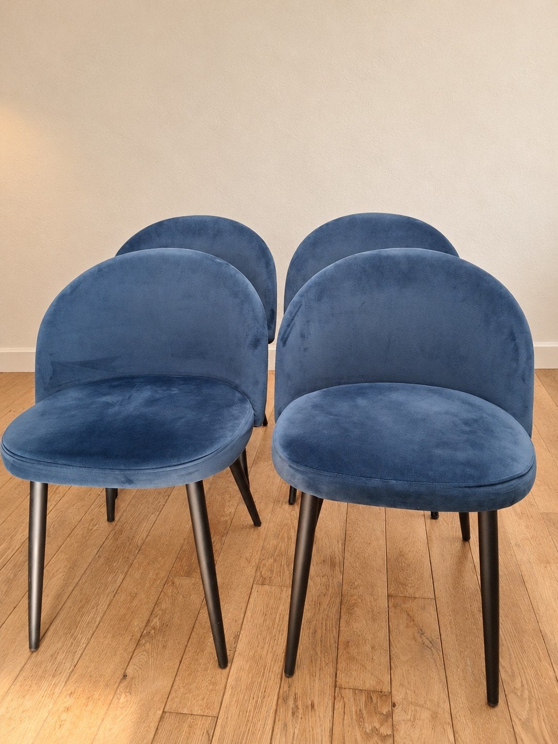Deinen donkerblauwe stoelen, Maison & Meubles, Enlèvement, Utilisé, Bleu, Quatre