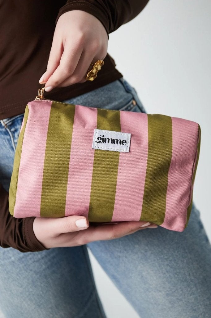 Make-up tas grote strepen - Roze groen, Bijoux, Sacs & Beauté, Enlèvement ou Envoi, Comme neuf, Rose, Autres marques