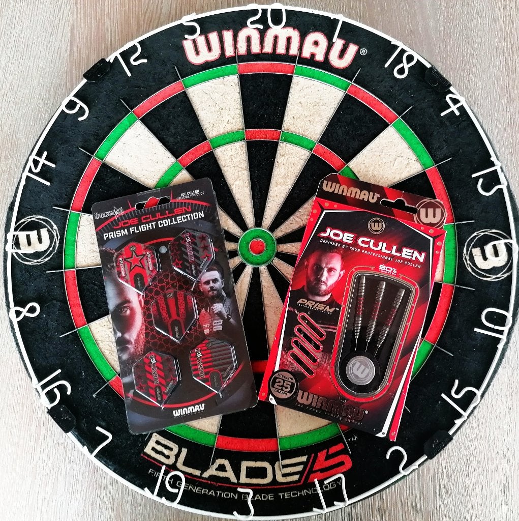 Winmau Blade 5, Winmau Joe Cullen 25 grammes et vols., Enlèvement ou Envoi, Neuf, Cible de fléchettes avec fléchettes