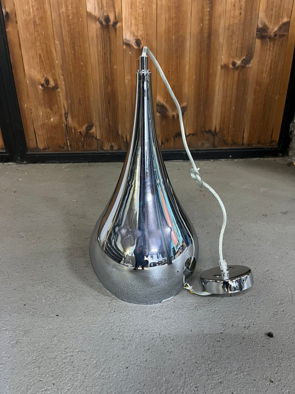 Hanglamp in chroom druppelvorm, Ophalen, Overige materialen, E27 (groot), Zo goed als nieuw