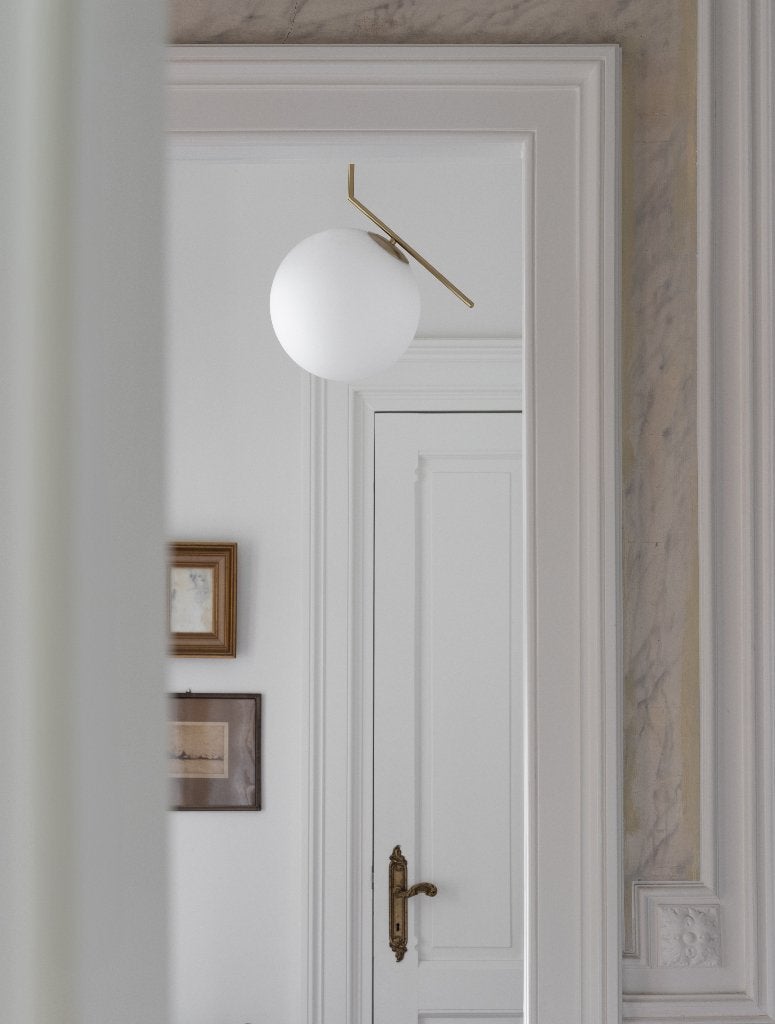 IC-stijl hanglamp met glazen bol, Huis en Inrichting, Ophalen, Zo goed als nieuw, Glas