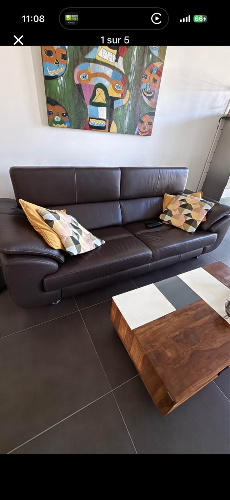 Fauteuil en cuir  3 places en parfait etat, Maison & Meubles, Enlèvement, Comme neuf, Cuir