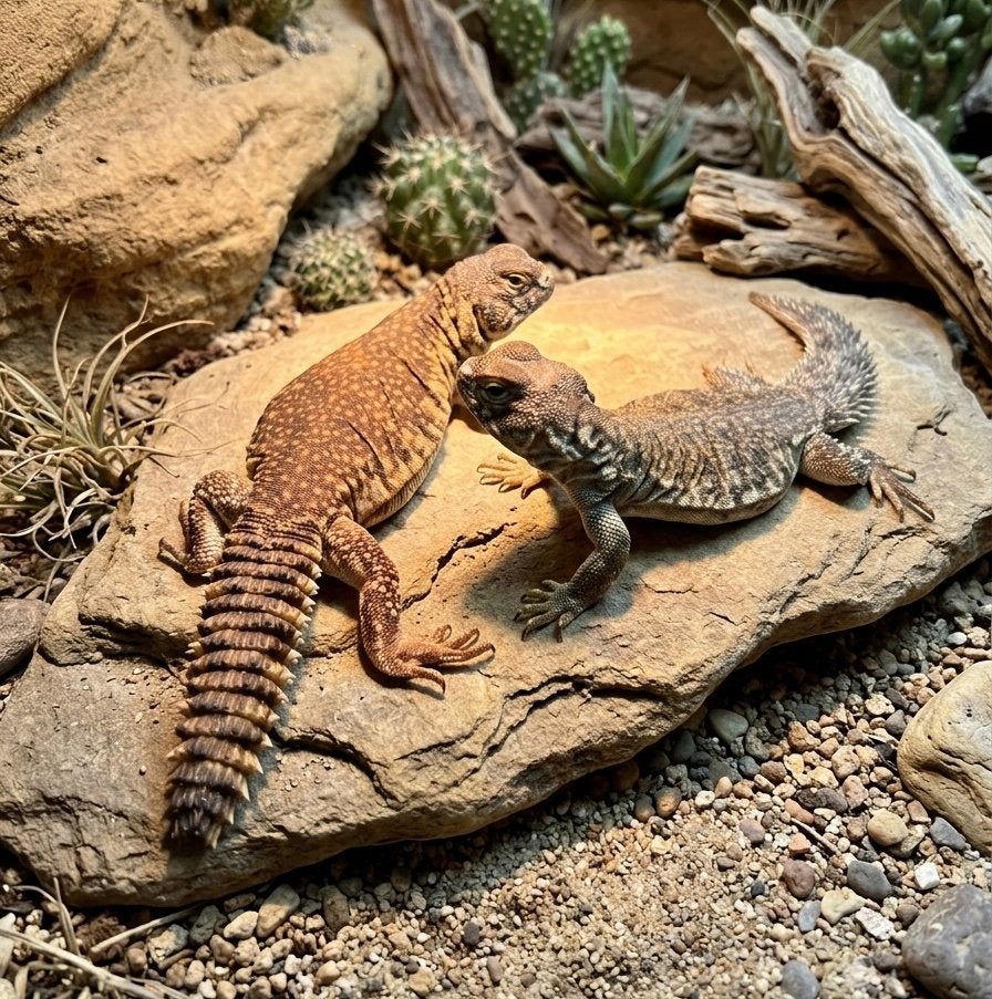 Uromastyx nigriventris flame nakweek duo, Lézard, Domestique, 0 à 2 ans