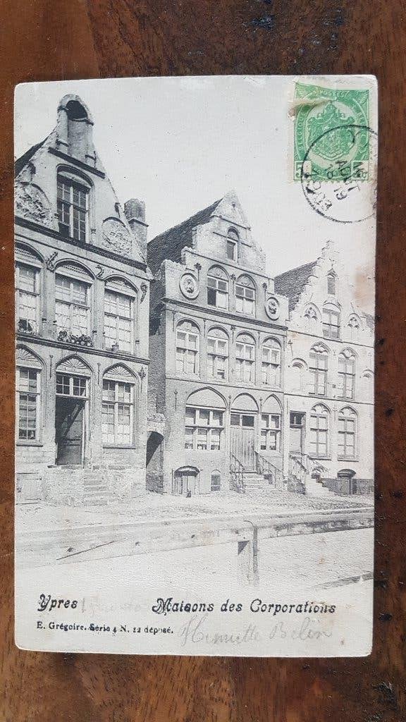 Postkaart Ieper Ypres Maisons des Corporations 1903, Verzamelen, Ophalen of Verzenden, Voor 1920, Gelopen, West-Vlaanderen