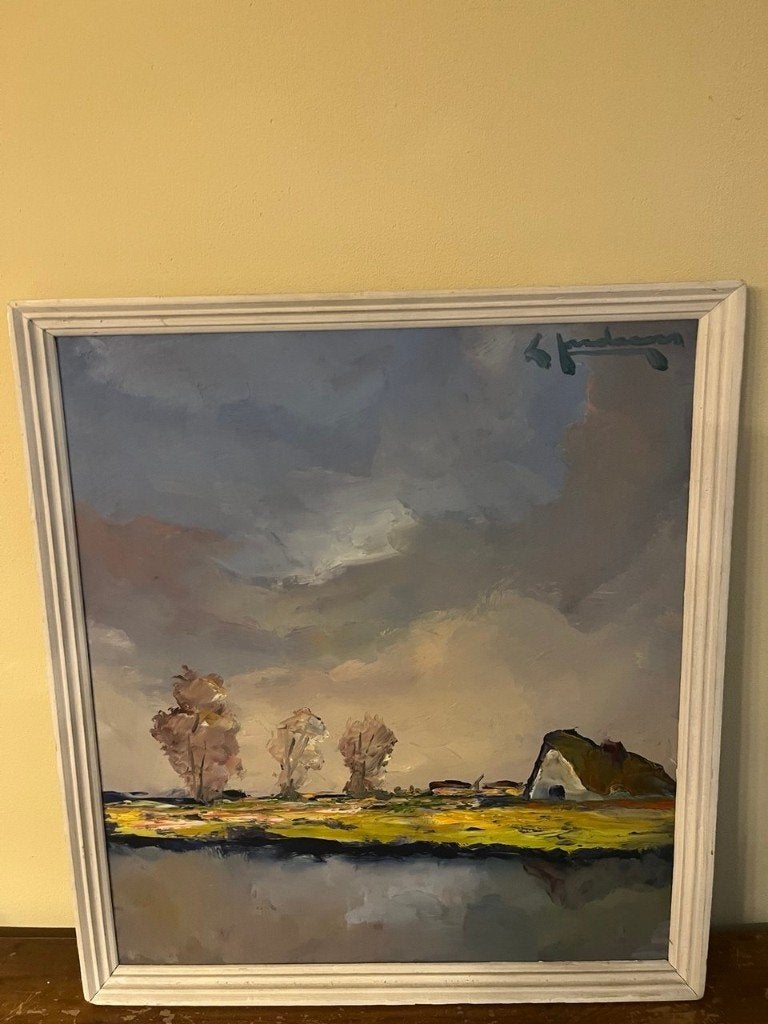 Sfeervol landschapsschilderij Leo Jordaens, Antiek en Kunst, Ophalen, Paneel, Impressionistisch, Landschap