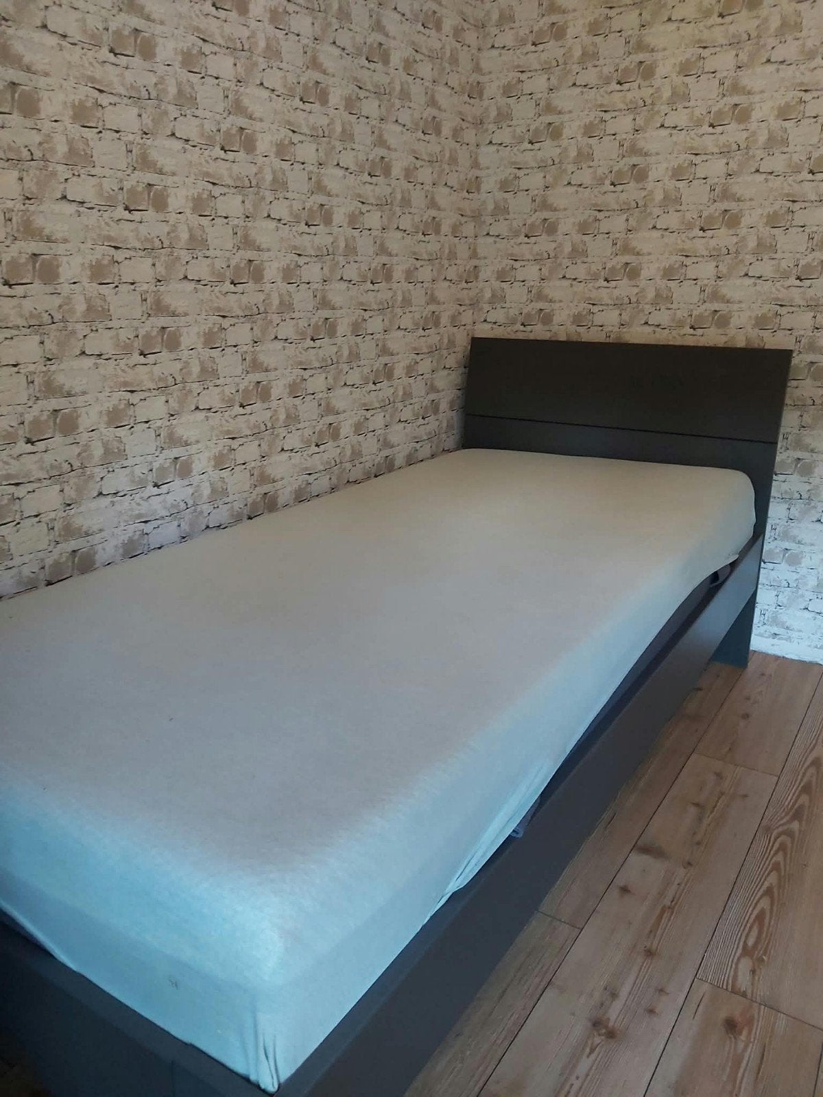 Bed 90x200cm antraciet grijs, Ophalen, 90 cm, Eenpersoons, 200 cm