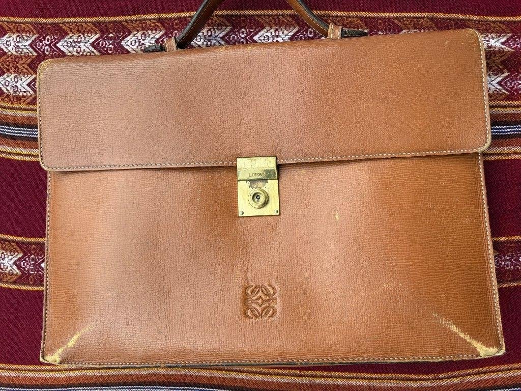 Loewe boekentas, Ophalen, Minder dan 30 cm, Bruin, Aktetas of Boekentas
