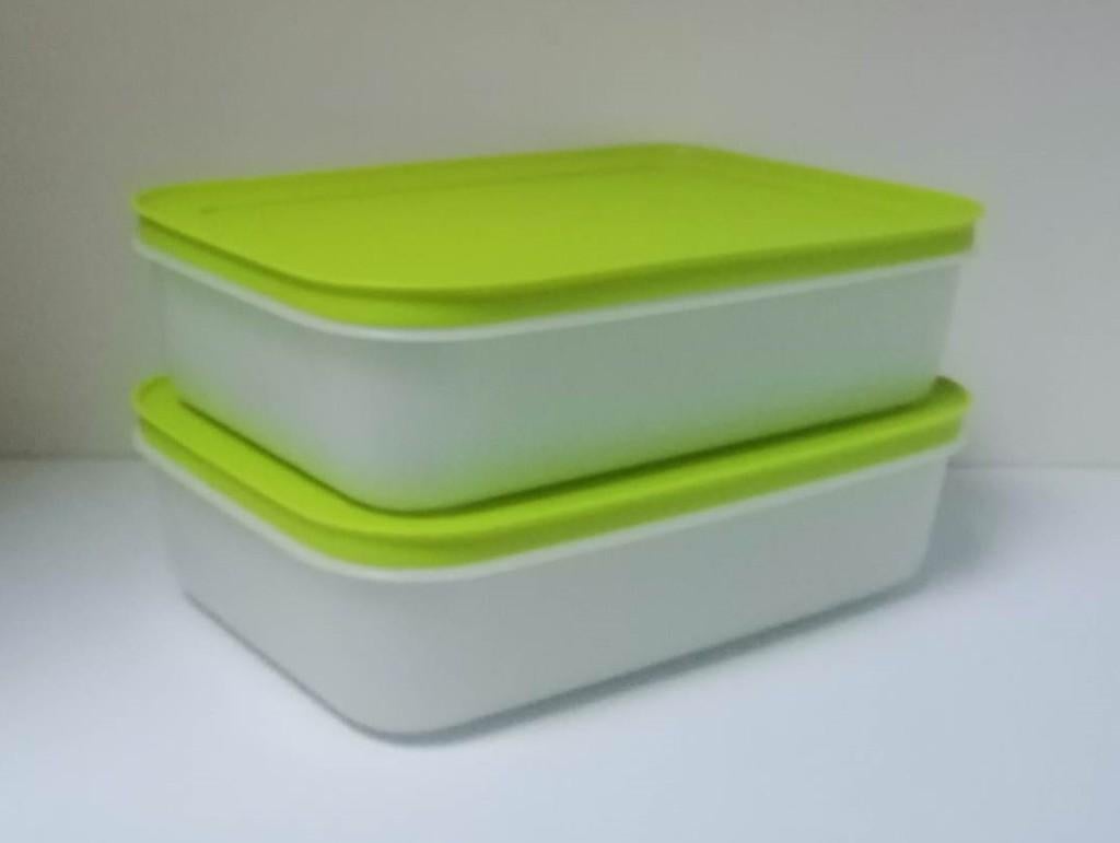 Tupperware™ « Igloo » Diepvriezer - 1 liter x 2 - geel, Verzenden, Nieuw, Geel, Bus of Trommel