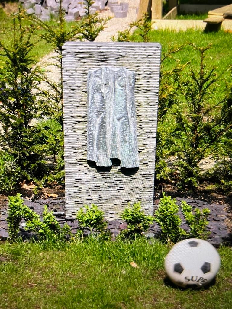 Waterornament uniek in natuursteen met metaal, Ophalen, Gebruikt, Graniet, Waterornament