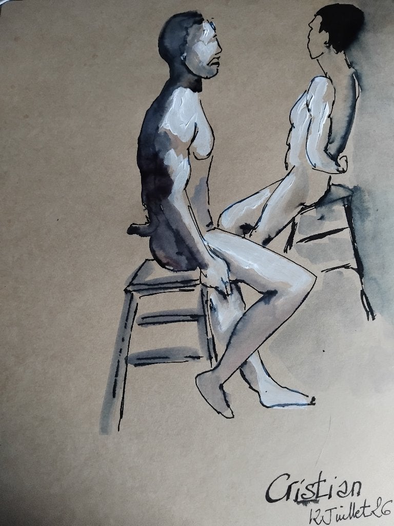 Cristian's tekeningen ter plaatse, Antiek en Kunst, Kunst | Etsen en Gravures, Overige technieken, Gesigneerd, Origineel, Portret