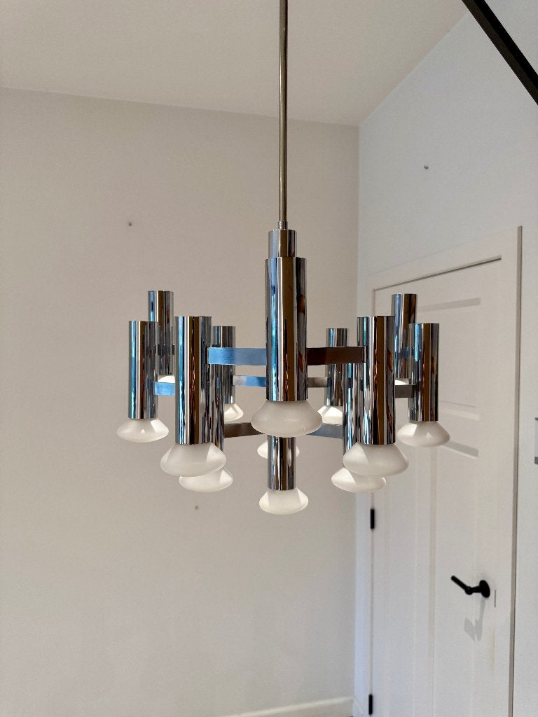 Vintage hanglamp / luchter Sciolari voor S.A. Boulanger, Maison & Meubles, Mid-Century, Comme neuf, Enlèvement, E14 (petit)