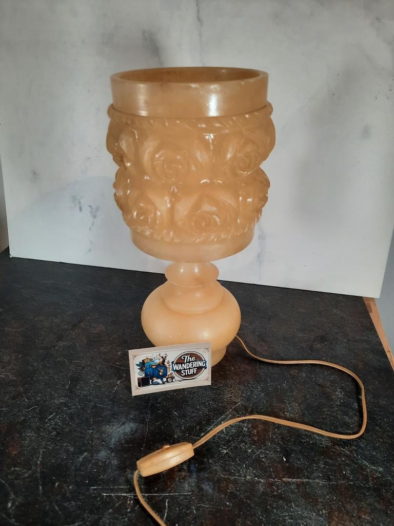 Prachtige stenen/albast tafellamp, Maison & Meubles, Lampes | Lampes de table, Utilisé, Moins de 50 cm, Autres matériaux, Enlèvement ou Envoi