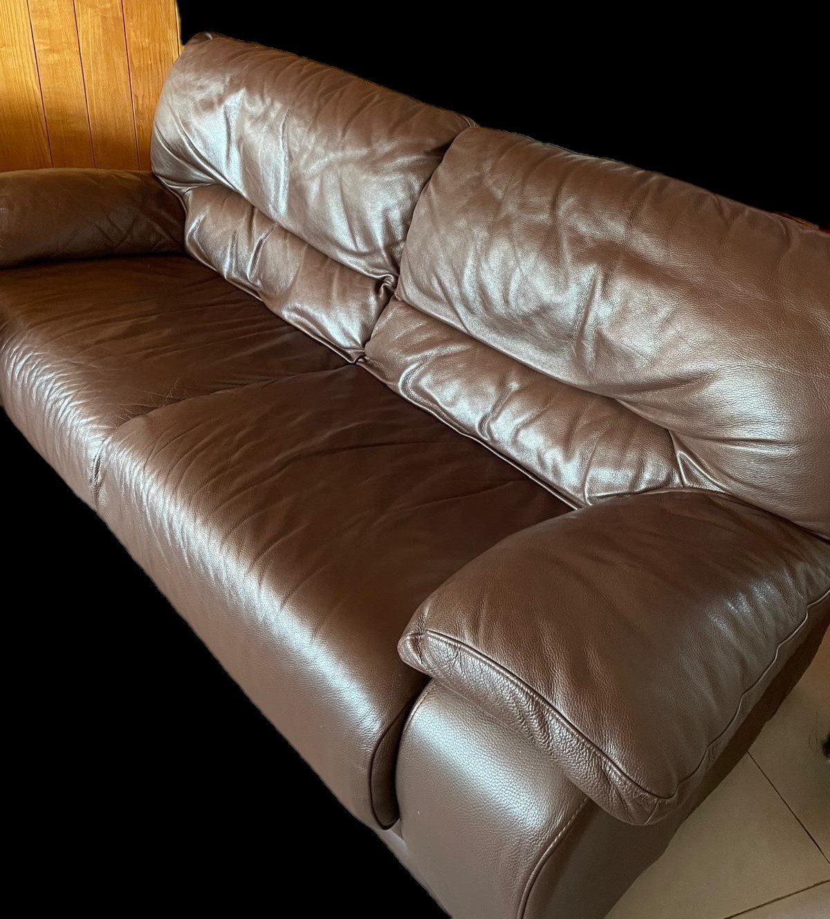 Lederen fauteuil, Gebruikt, Driepersoons, Leer, 150 tot 200 cm
