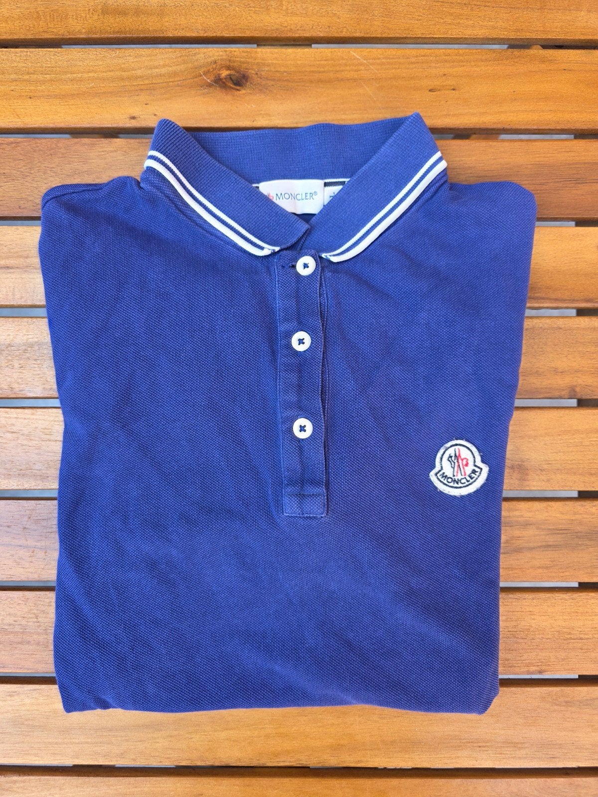 Moncler blauwe polo voor dames, Kleding | Dames, Ophalen of Verzenden, Zo goed als nieuw, Blauw