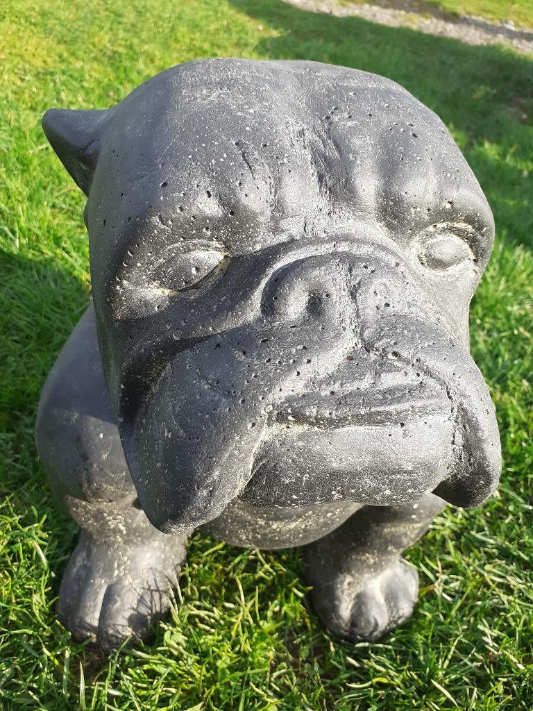 ENGELSE BULLDOG IN GEPATINEERDE STEEN (hoogte 40 CM)., Ophalen, Nieuw, Overige materialen, Dierenbeeld