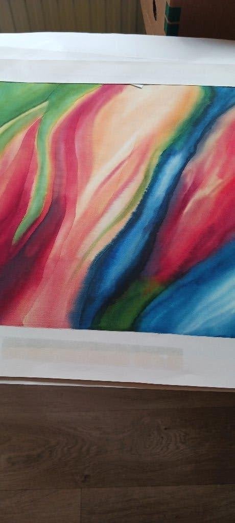 hand geschilderd op zijde, Antiek en Kunst, Ophalen of Verzenden