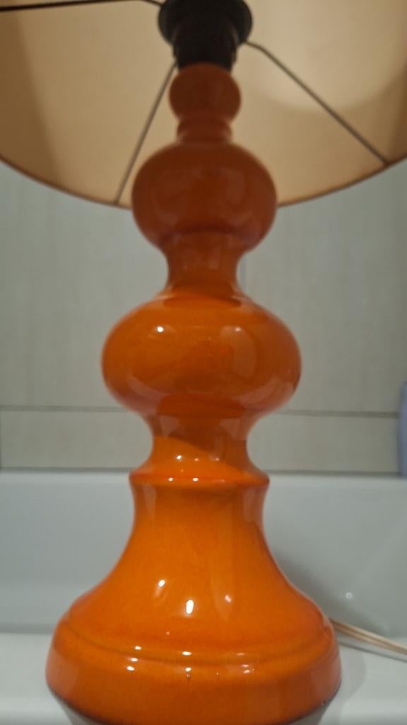 Grote Vintage Space Age Keramiek Lamp-warm oranje, Antiek en Kunst, Antiek | Verlichting, Ophalen of Verzenden