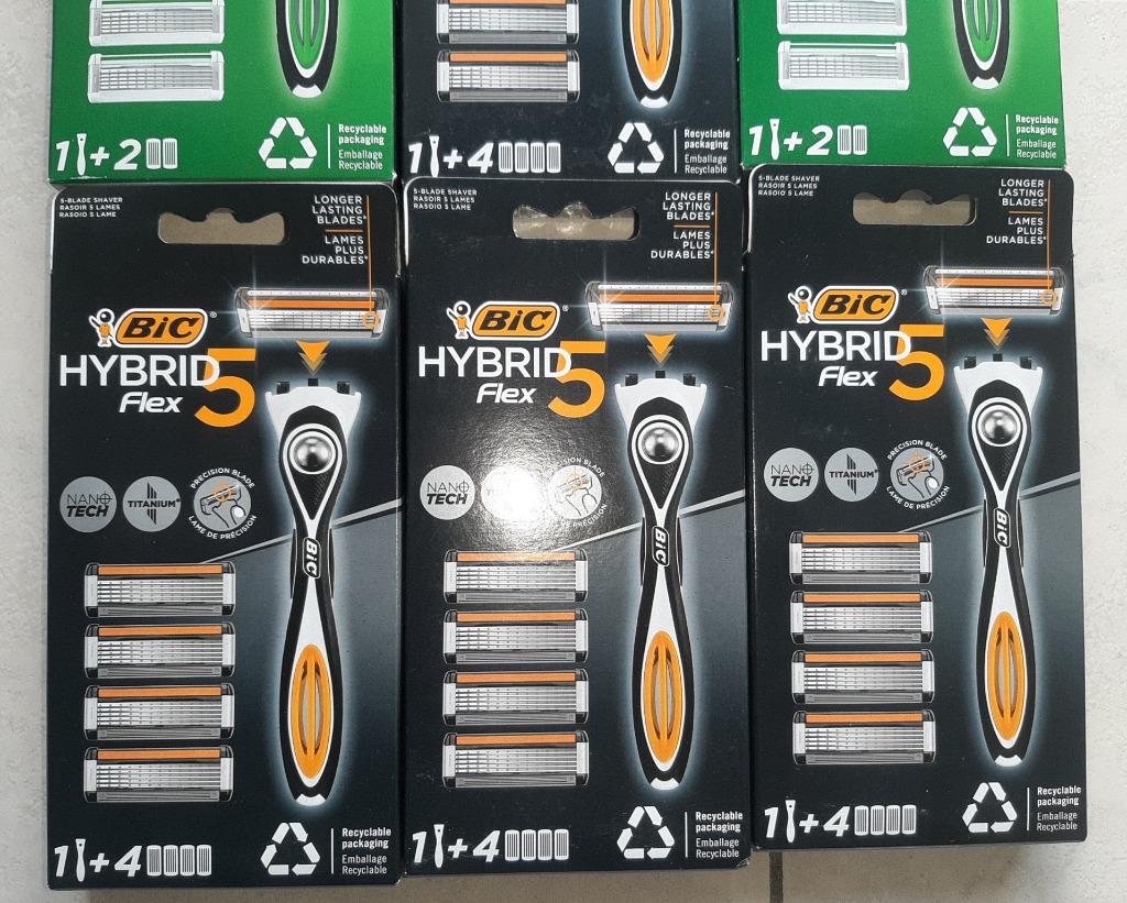 Rasoirs Bic Hybrid Flex5 + Lames de recharge, Enlèvement ou Envoi, Neuf, Tout le visage, Soins