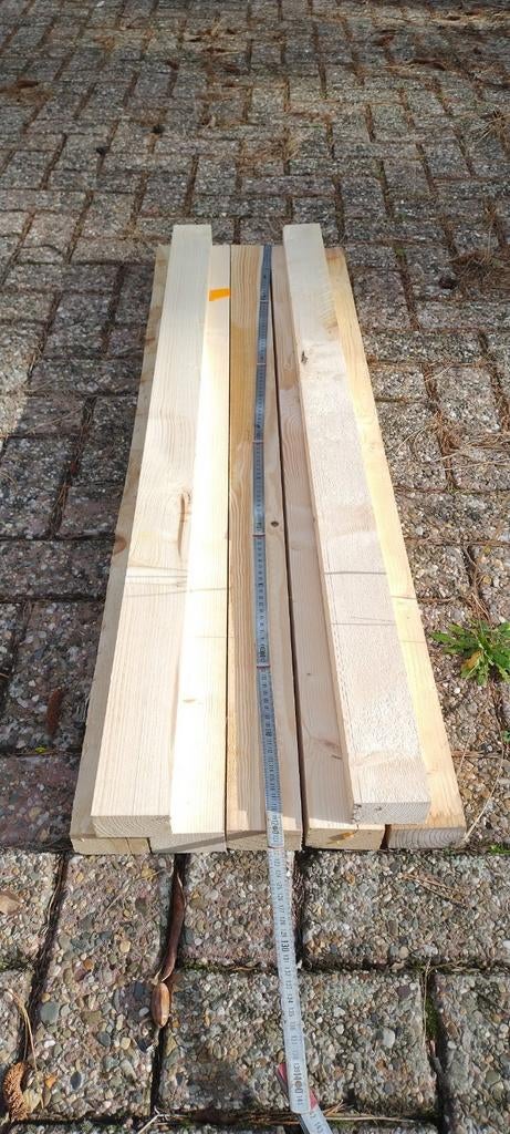 Vurenhout balkjes 120cm x 7cm x 4 cm, Ophalen, 25 tot 50 mm, Zo goed als nieuw, Balk