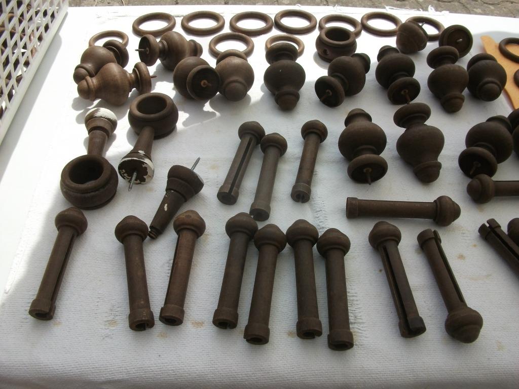Anneaux à rideaux en bois, supports, arrêts..., Maison & Meubles, Ameublement | Rideaux & Stores à lamelles, Utilisé, Brun, Enlèvement