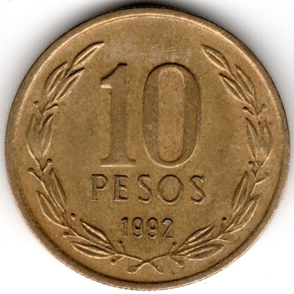 Chili : 10 Pesos 1992 KM#228.2 Ref 15830, Enlèvement ou Envoi, Amérique du Sud, Monnaie en vrac