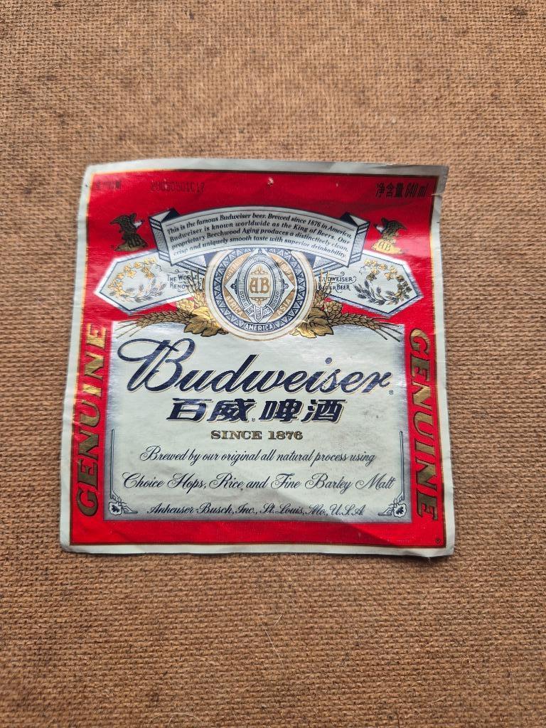 Etiquette Budweiser, Ophalen of Verzenden, Gebruikt, Overige typen, Overige merken
