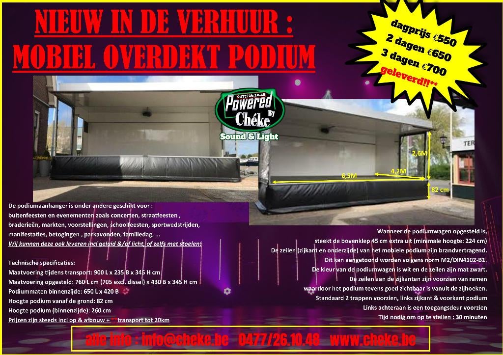 Podiumwagen TE HUUR, Caravans en Kamperen, Verhuur