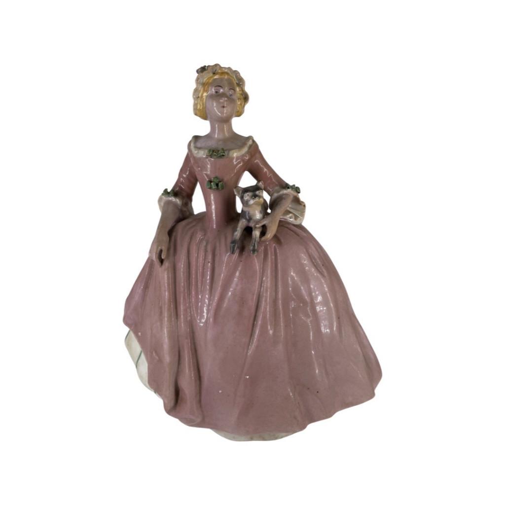 Dame met haar hond — Porcelaine de Paris 19e