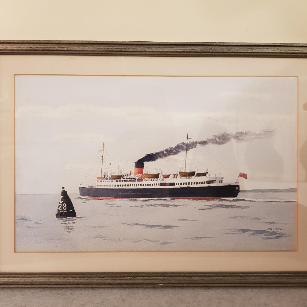 Aquarel Fred Johnson, havenzicht, Antiek en Kunst, Ophalen of Verzenden