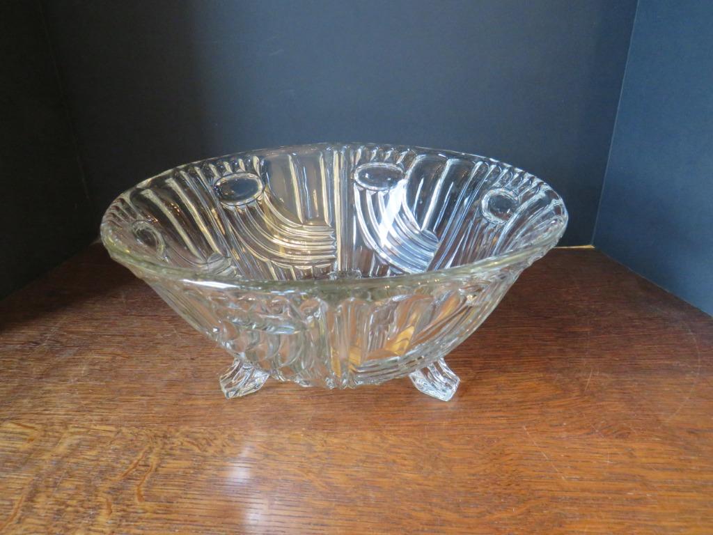 Ancien saladier en verre, sur pieds, Antiquités & Art, Enlèvement ou Envoi